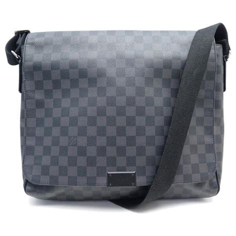 Sac messenger District Toile Damier Graphite 